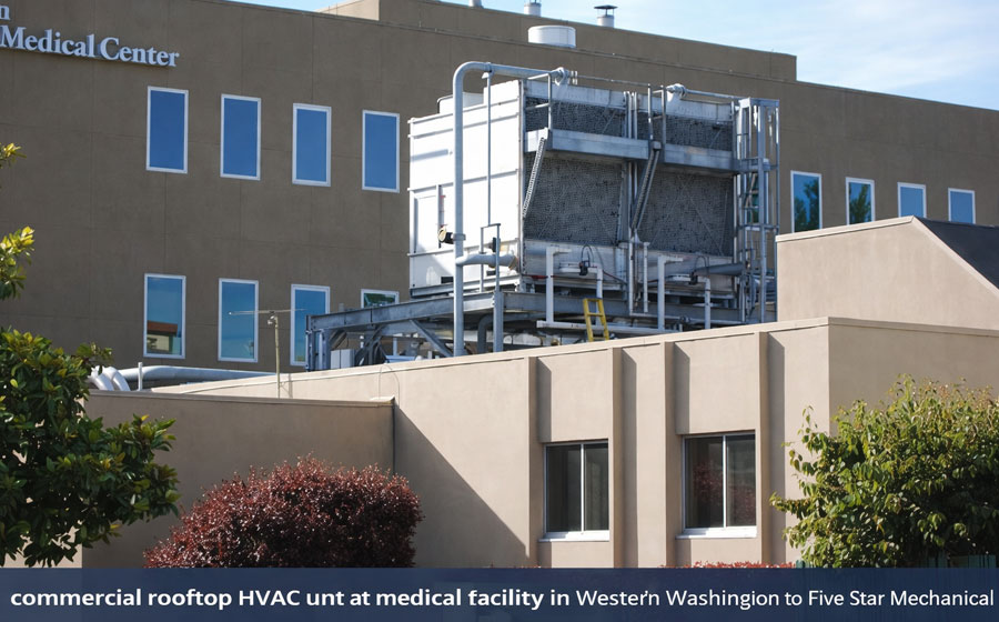 commercial rooftop hvac unit at medical facility serviced by five star mechanical western washington 253-852-8284