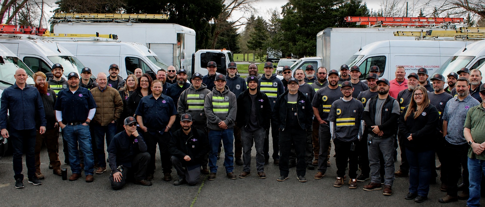 Five Star Mechanical commercial HVAC-R team and service trucks
